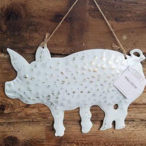 White Tin Pig Wall/Shelf Decor.